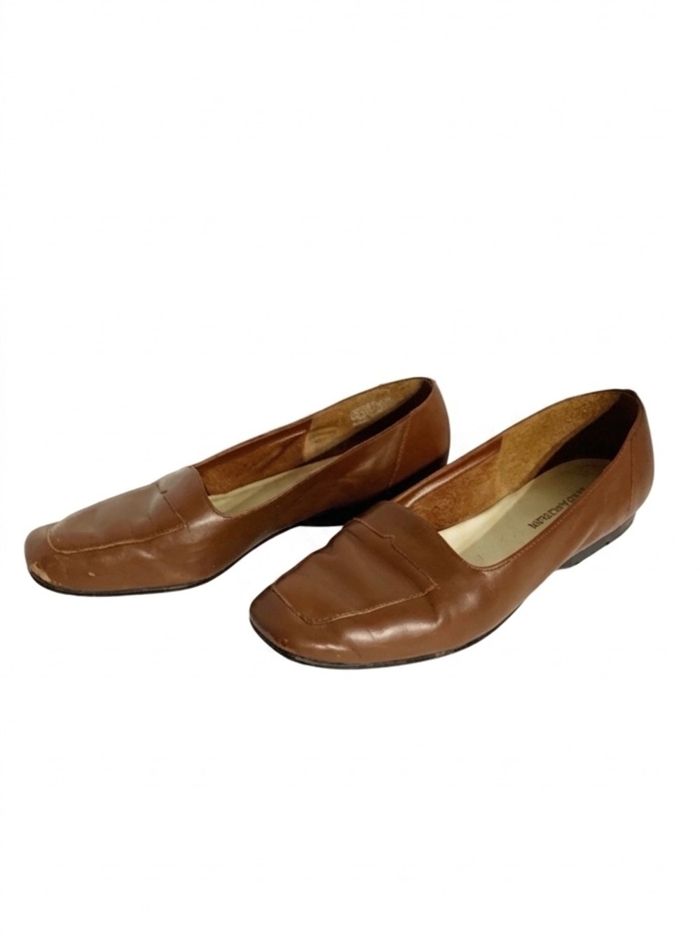 Enzo Angiolini Liberty Square Toed Smooth and Leather Loafers Flats Brown 🟫